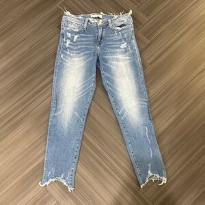 Flying Monkey Light Blue Distressed Ankle Jeans